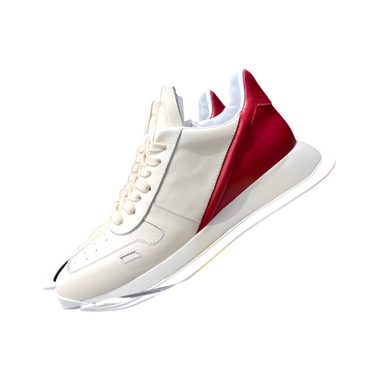 Rick Owens Cream And Low-top Sneakers - Red Unisex Streetwear Limited Edition - **Rick Owens Cream and Red Low-Top Sneakers: A Bold Take on Classic Elegance** Presenting the