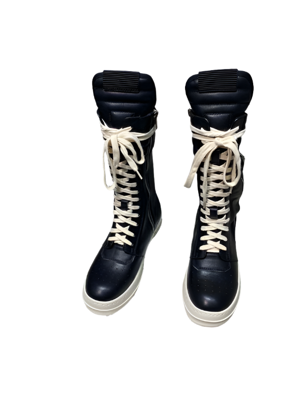 High-Top Leather Lace-up Boots - Black Unisex Streetwear Limited Edition - **High-Top Leather Lace-Up Boots** Introducing a bold addition to your footwear collection, these high-top leather