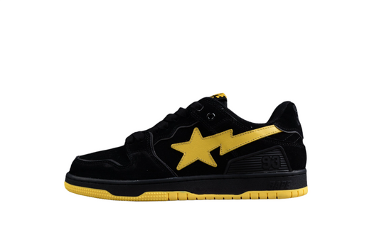 BAPE Sta Low-top Sneakers In And Yellow - Black Unisex Streetwear Limited Edition - **BAPE STA Low-Top Sneakers in Black and Yellow** Elevate your sneaker collection with the BAPE