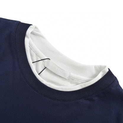 Prada Navy Double Layer T-shirt - Blue Unisex Streetwear Limited Edition - The Prada Navy Blue Double Layer T-Shirt combines elegance and casual style. This t-shirt features