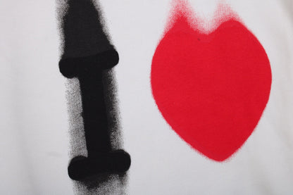 Balenciaga Hoodie With 'i Love' Graphic - White Unisex Streetwear Limited Edition - This Balenciaga hoodie features a striking 'I Love' graphic in bold black and red on