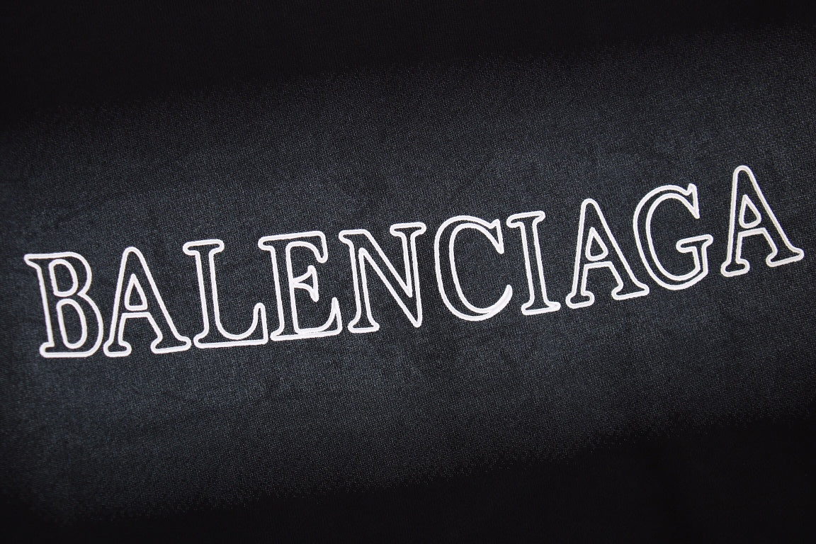 Balenciaga Sweatshirt - Black Unisex Streetwear Limited Edition - Black sweatshirt with white Balenciaga logo on a gradient background on the chest. Comfortable and