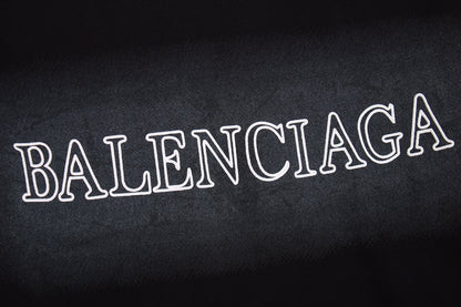 Balenciaga Sweatshirt - Black Unisex Streetwear Limited Edition - Black sweatshirt with white Balenciaga logo on a gradient background on the chest. Comfortable and