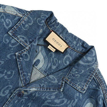 Gucci Denim Shirt Unisex Streetwear Limited Edition - This Gucci denim shirt combines a classic silhouette with modern flair. The short-sleeve design is