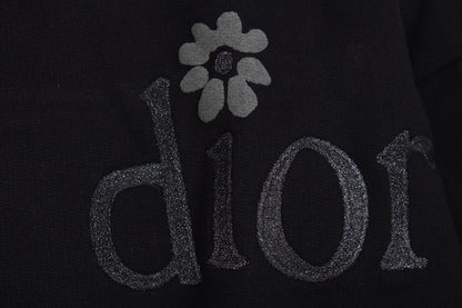 SUDADERA CON CAPUCHA DIOR CON LOGOTIPO DE FLORES NEGRA