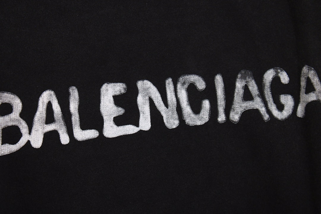 Balenciaga Sweatshirt - Black Unisex Streetwear Limited Edition - Black sweatshirt with white Balenciaga logo on the chest. Comfortable and relaxed fit. Ribbed cuffs