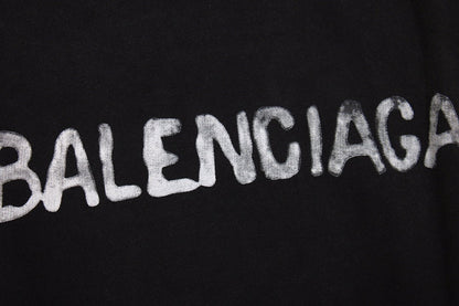 Balenciaga Sweatshirt - Black Unisex Streetwear Limited Edition - Black sweatshirt with white Balenciaga logo on the chest. Comfortable and relaxed fit. Ribbed cuffs