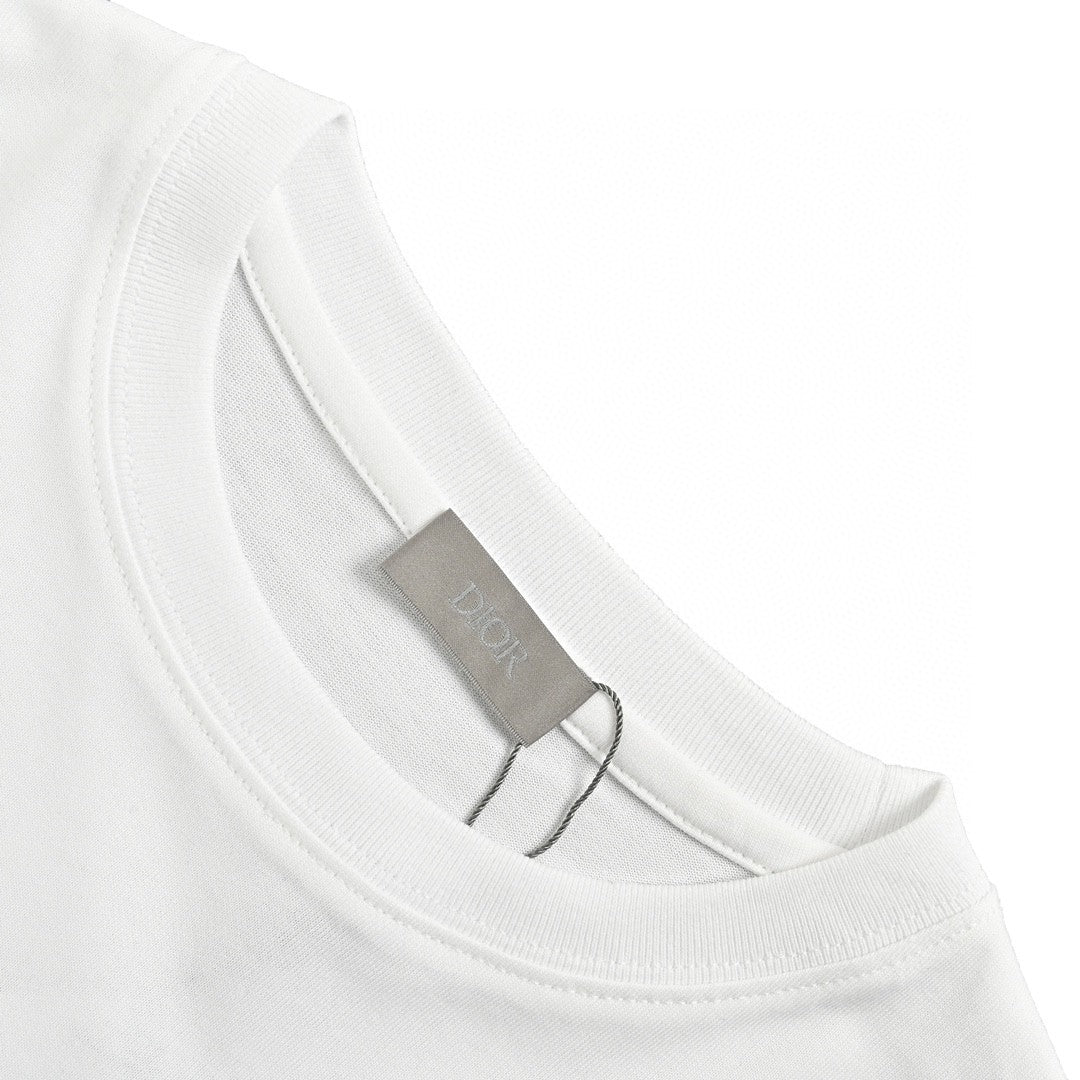 Dior Embroidered Cd Logo T-shirt (white) Unisex Streetwear Limited Edition - The Dior Embroidered CD Logo T-Shirt in white offers a refined blend of luxury and
