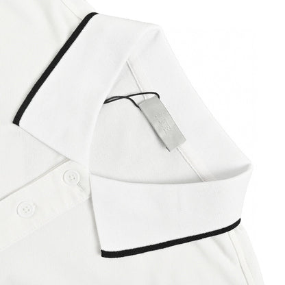 Dior Polo Shirt - White Unisex Streetwear Limited Edition - This Dior polo shirt features a classic design with a white color and black trim