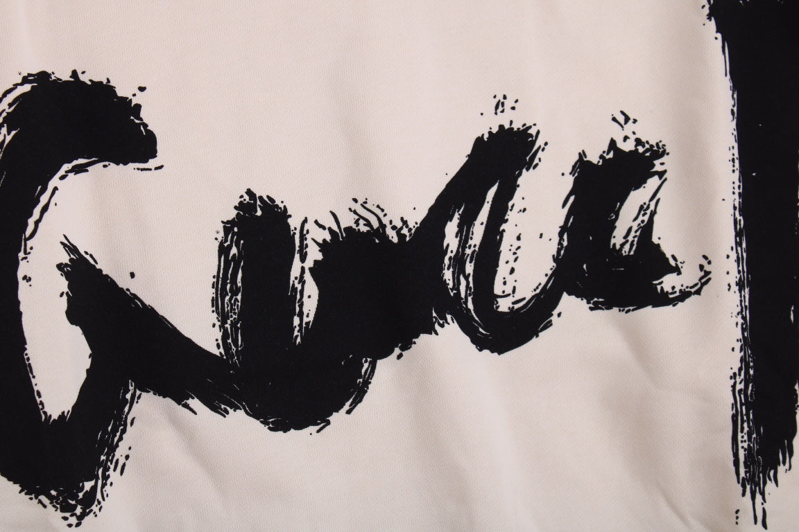 Gucci Sweatshirt - Black Unisex Streetwear Limited Edition - Cream-colored sweatshirt with a bold, brushstroke-style 'Gucci' logo in black. Features ribbed cuffs and hem