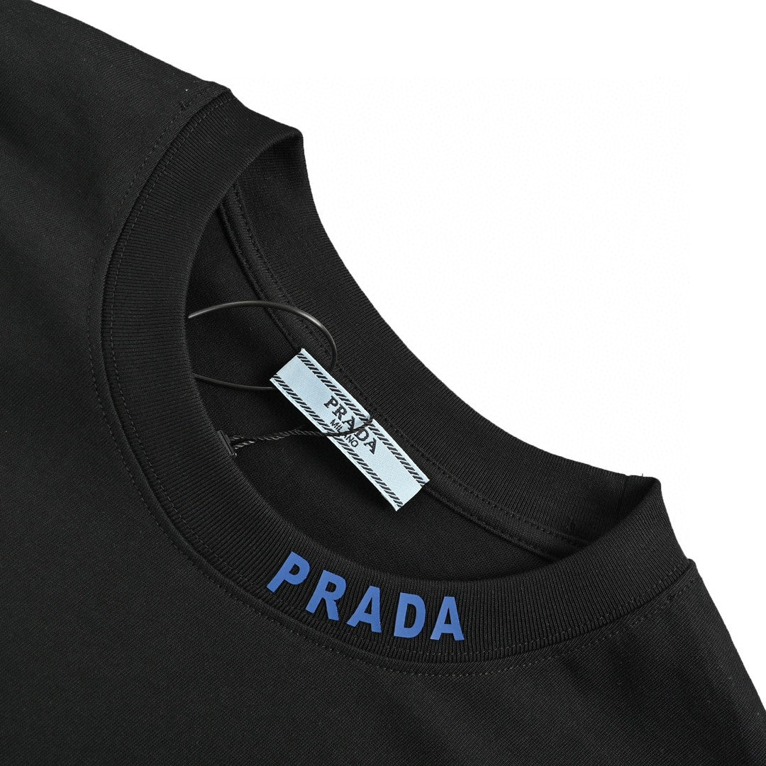 Prada Triangle Logo T-shirt - Black Unisex Streetwear Limited Edition - This Prada t-shirt features the iconic Prada triangle logo on the chest. Made from premium