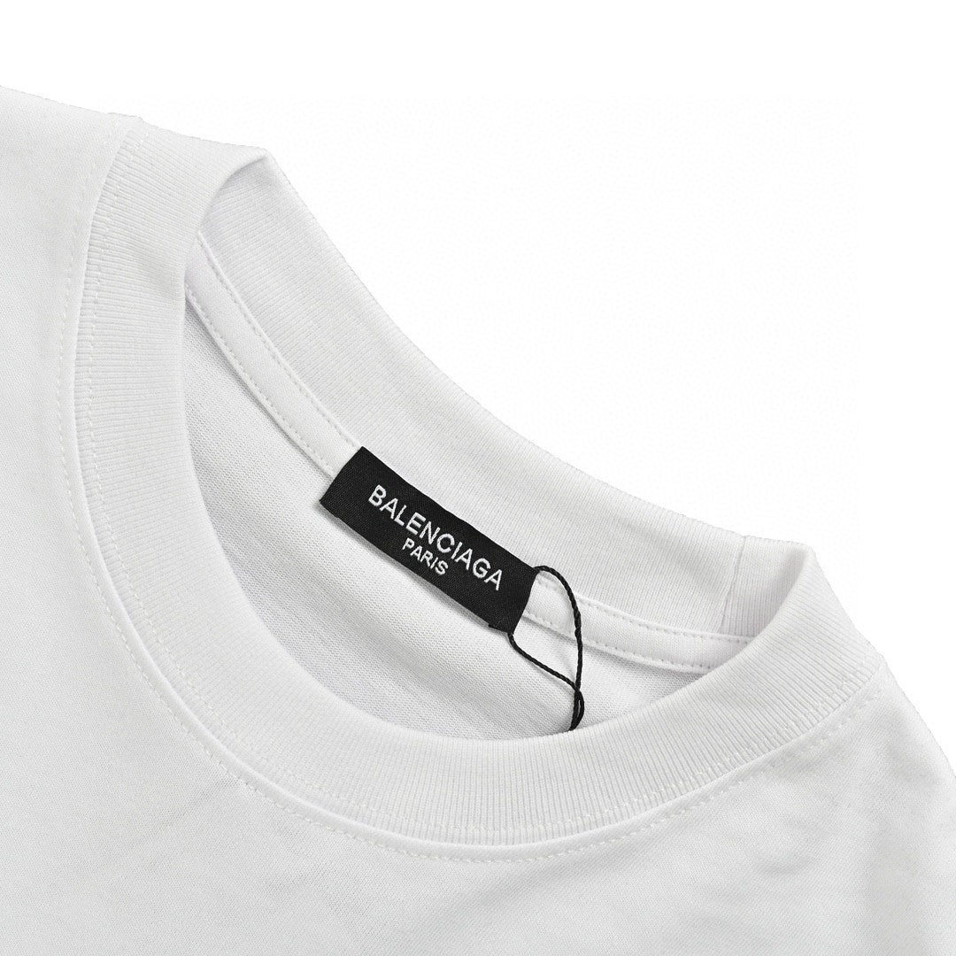 Balenciaga Save The Date T-shirt - White Unisex Streetwear Limited Edition - This Balenciaga t-shirt features a unique blue graphic that reads 'Save the Date Balenciaga Fall