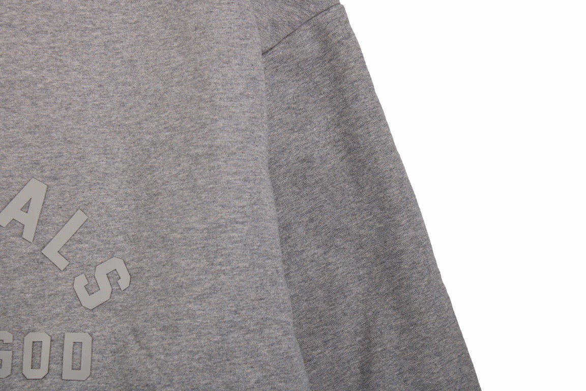 Fear Of God Essentials Hoodie - Grey With Hood - Yellow Unisex Streetwear Limited Edition - This grey Fear of God Essentials hoodie features a subtle 'ESSENTIALS FEAR OF GOD' logo