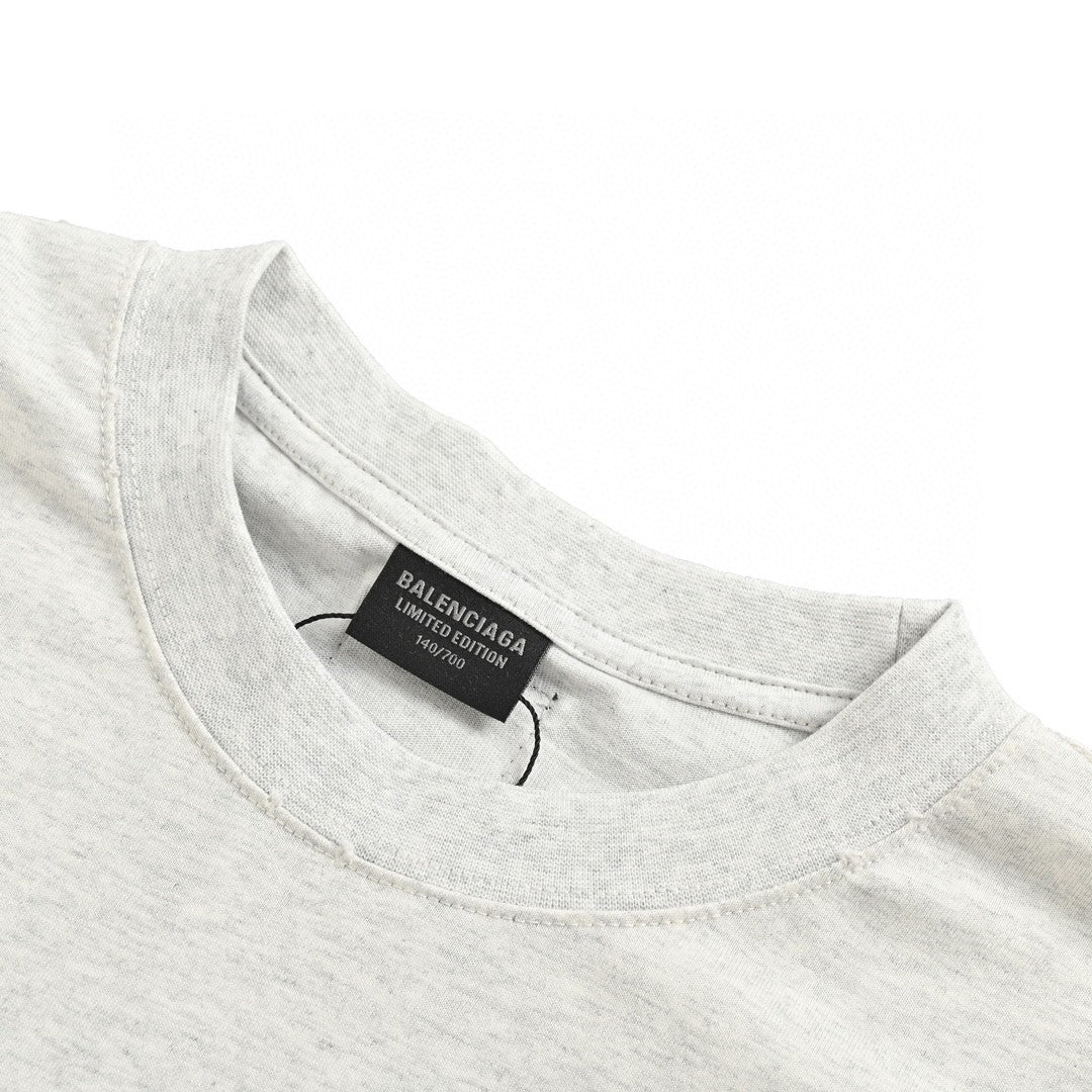 Balenciaga Logo Graphic T-shirt (gray) - Red Unisex Streetwear Limited Edition - The Balenciaga Red Logo Graphic T-Shirt in gray offers a bold and contemporary look. Featuring