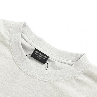 Balenciaga Logo Graphic T-shirt (gray) - Red Unisex Streetwear Limited Edition - The Balenciaga Red Logo Graphic T-Shirt in gray offers a bold and contemporary look. Featuring