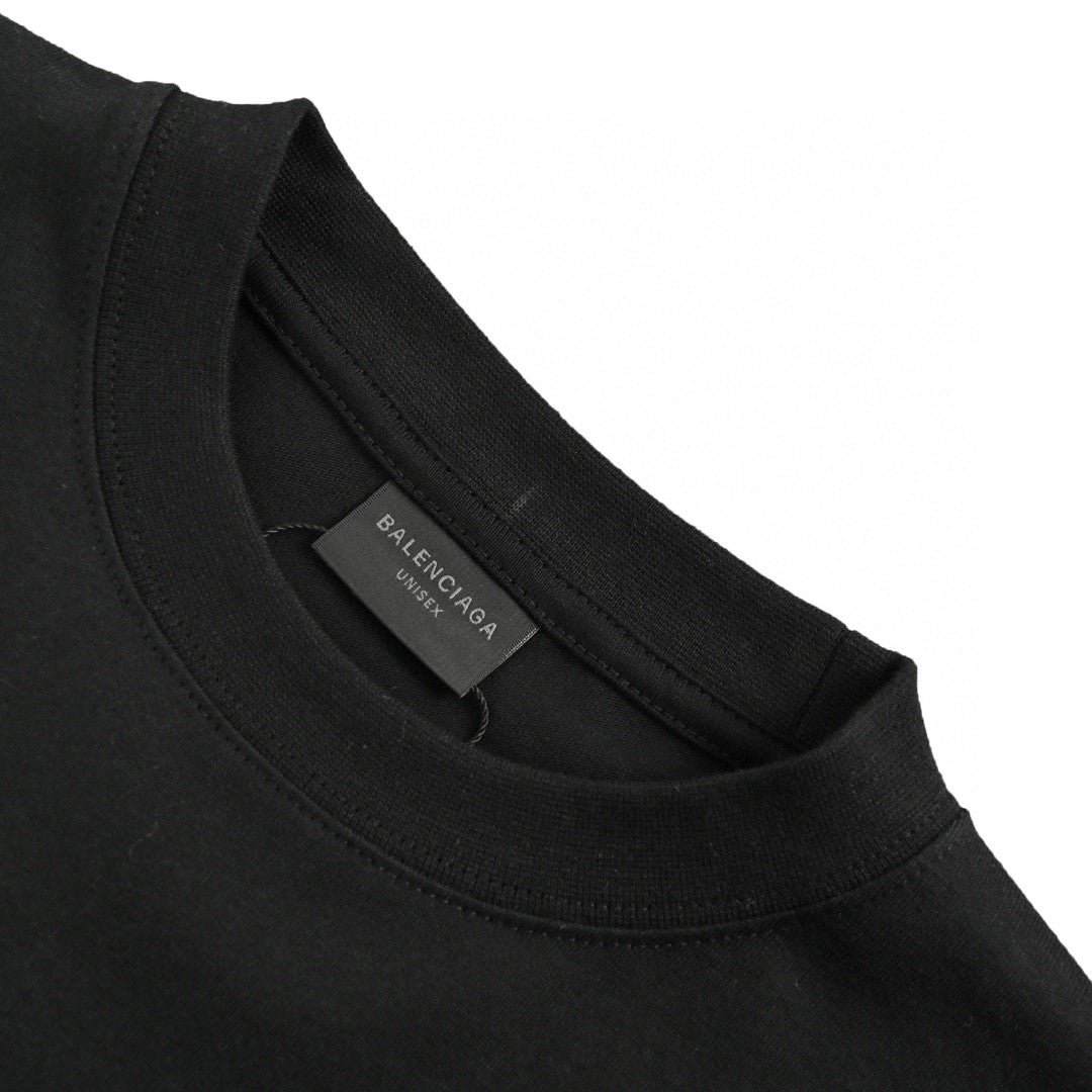 Balenciaga T-shirt - Black Unisex Streetwear Limited Edition - This Balenciaga t-shirt features a sleek black design. The front showcases a unique graphic with