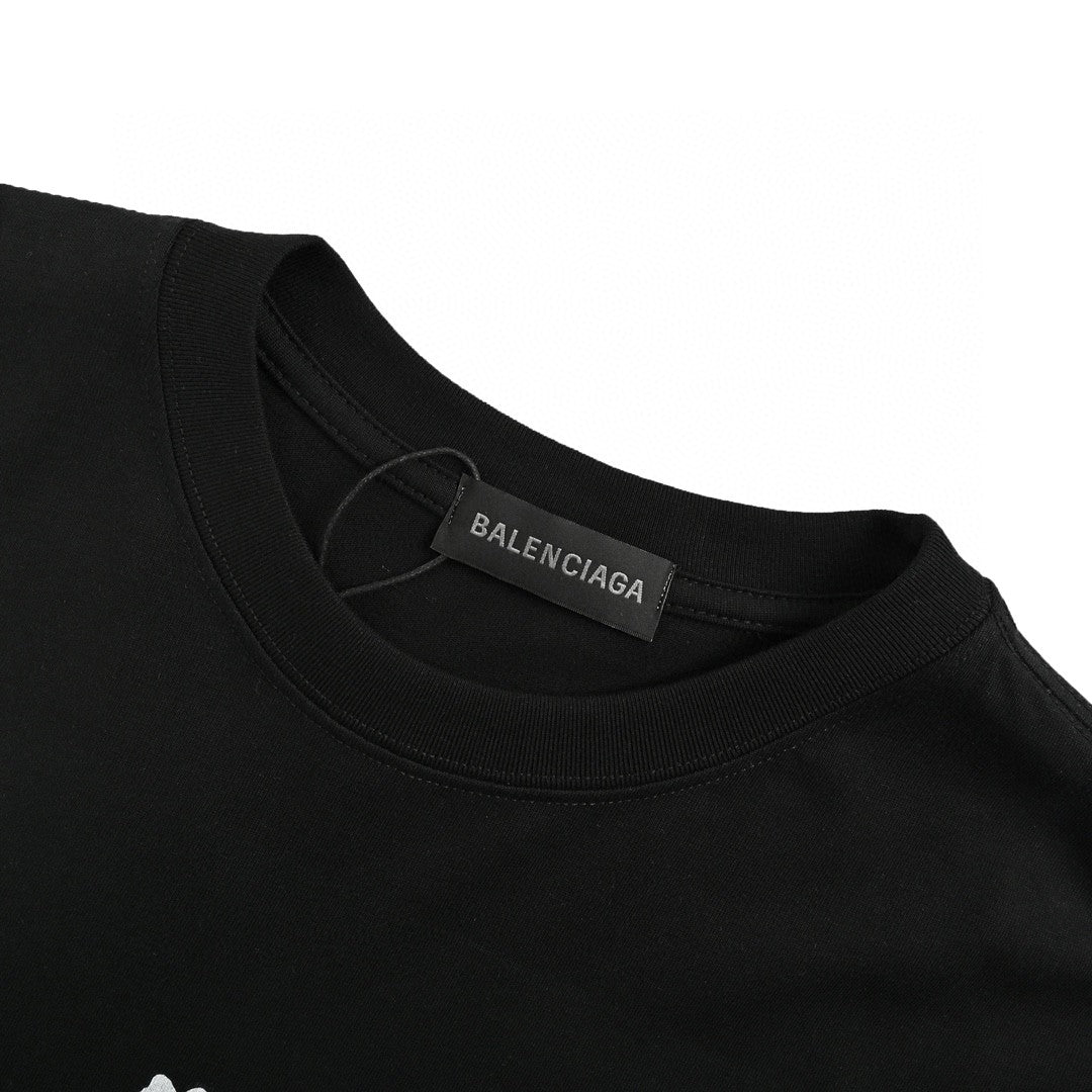 Balenciaga Multicolor Graphic Logo T-shirt - Black Unisex Streetwear Limited Edition - This Balenciaga t-shirt features a unique multicolor graphic logo on the front, combining vibrant colors