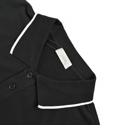 Dior Polo Shirt - Black Unisex Streetwear Limited Edition - This Dior polo shirt features a classic design with a black color and white trim