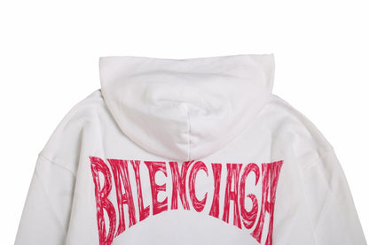 Balenciaga Hoodie - White Unisex Streetwear Limited Edition - This Balenciaga hoodie features a clean, minimalist white design. It includes a drawstring hood and