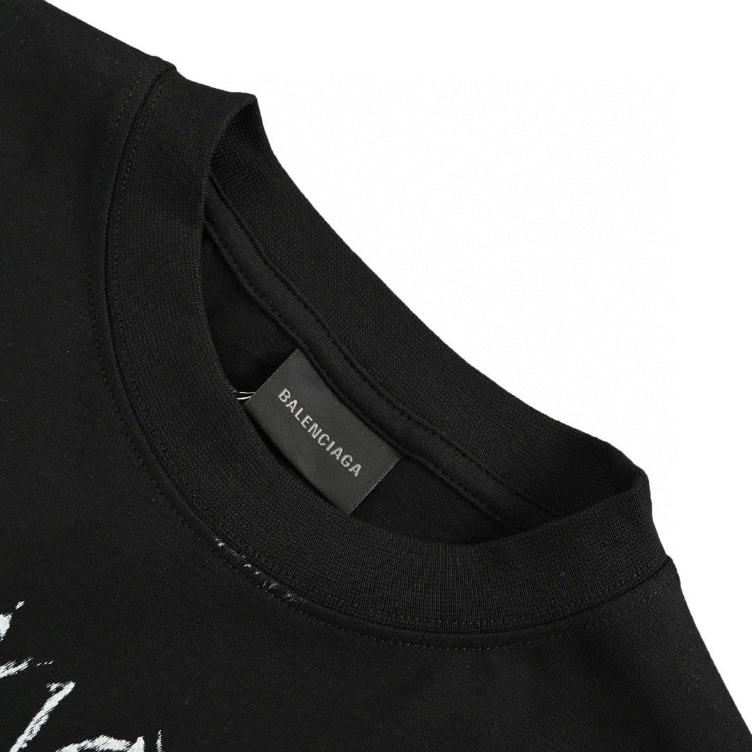 Balenciaga Multi-logo T-shirt - Black Unisex Streetwear Limited Edition - This Balenciaga t-shirt features a unique design with multiple 'Balenciaga' logos in various fonts and