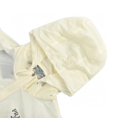 Prada Lightweight Hooded Jacket - White Unisex Streetwear Limited Edition - This Prada jacket features a translucent white design with the Prada logo on the chest.