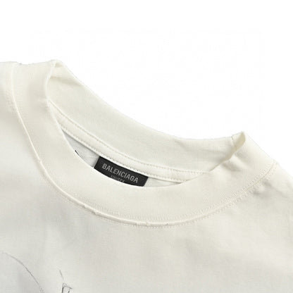 Camiseta Balenciaga con logo estampado ahumado (blanca)