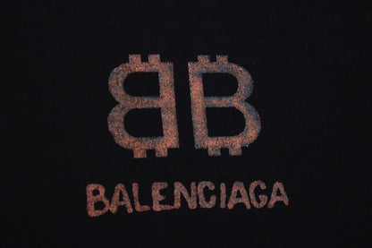 Balenciaga Long Sleeve T-shirt - Black Unisex Streetwear Limited Edition - Black long sleeve t-shirt with brown Balenciaga logo on the chest. Simple and minimalist design.
