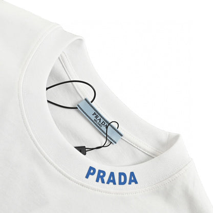 Prada Milano Logo T-shirt (white) Unisex Streetwear Limited Edition - This Prada t-shirt features the iconic Prada Milano logo on the chest. Crafted from premium
