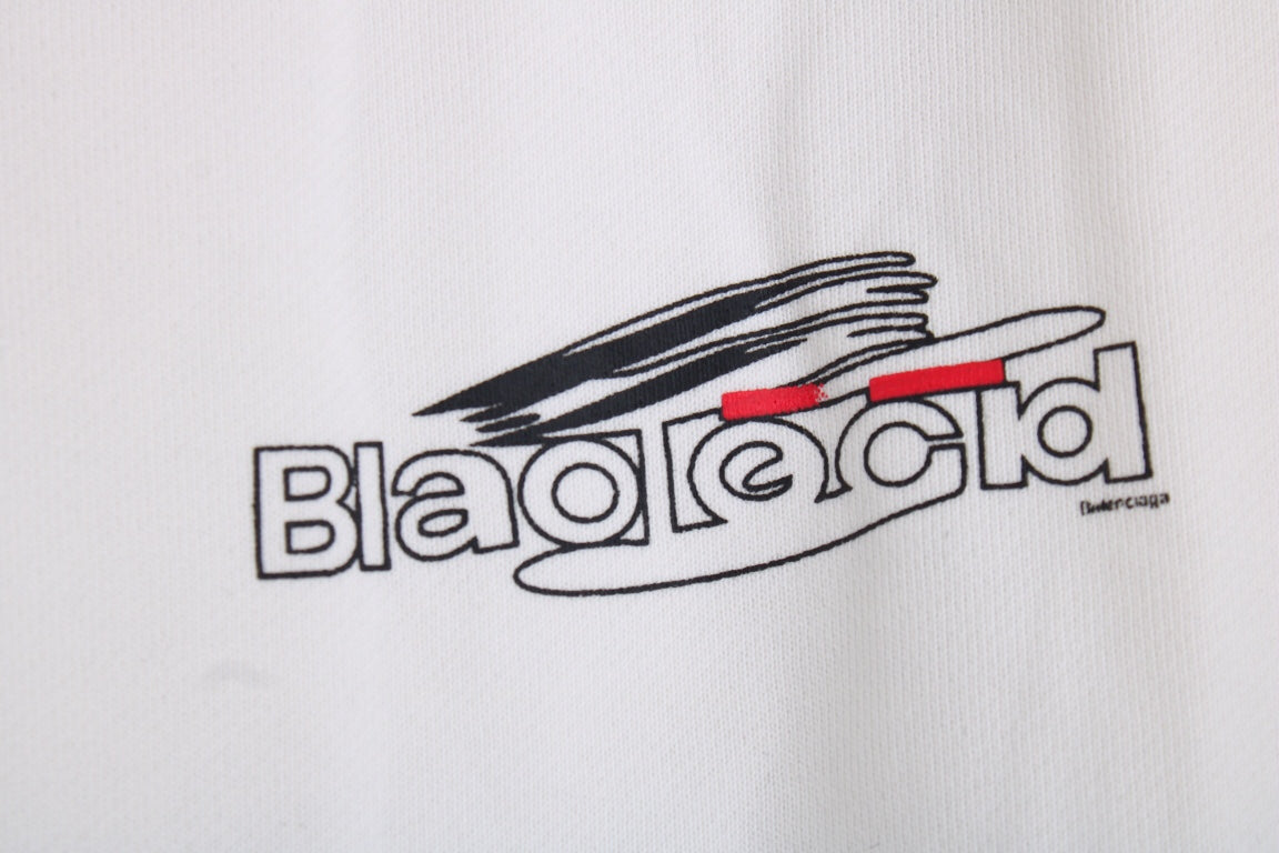 Balenciaga Sweatshirt - White Unisex Streetwear Limited Edition - This Balenciaga sweatshirt features a minimalistic design with a small logo graphic on the chest.