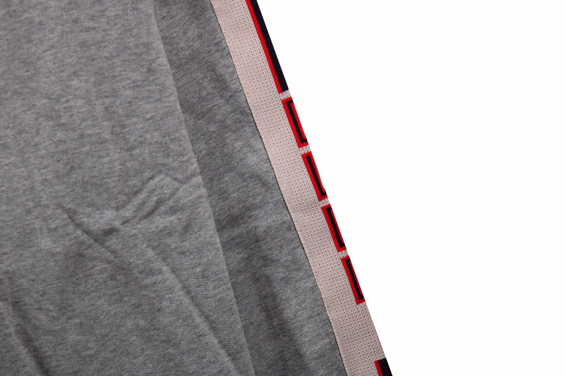Gucci Sweatshirt With Stripe Detail - Grey Unisex Streetwear Limited Edition - This Gucci sweatshirt features a grey design with colorful stripe details along the sleeves. It