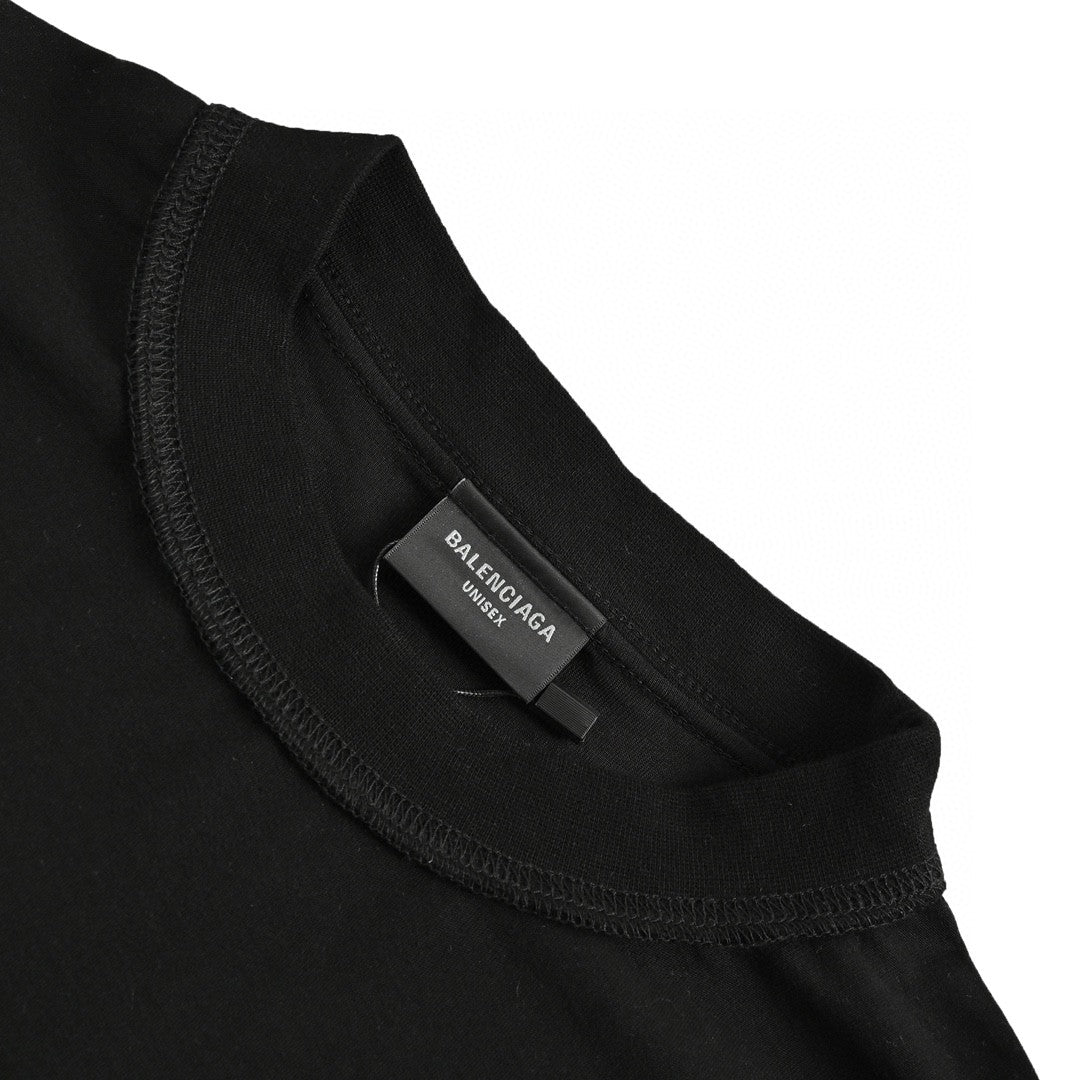Balenciaga Reflective Logo T-shirt - Black Unisex Streetwear Limited Edition - This Balenciaga Reflective Logo Black T-Shirt features a distinctive reflective Balenciaga logo on the front,