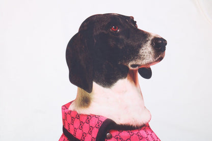 Gucci Dog Print T-shirt - Pink Unisex Streetwear Limited Edition - This unique Gucci t-shirt features a charming print of a dog wearing a bright pink