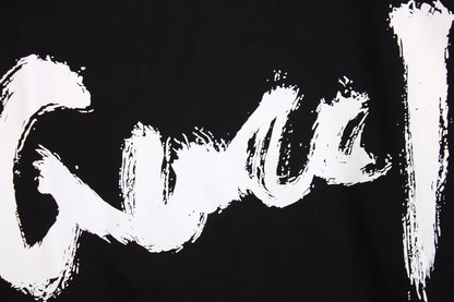 Gucci Sweatshirt - Black Unisex Streetwear Limited Edition - Black sweatshirt with a bold, brushstroke-style 'Gucci' logo in white. Features ribbed cuffs and hem