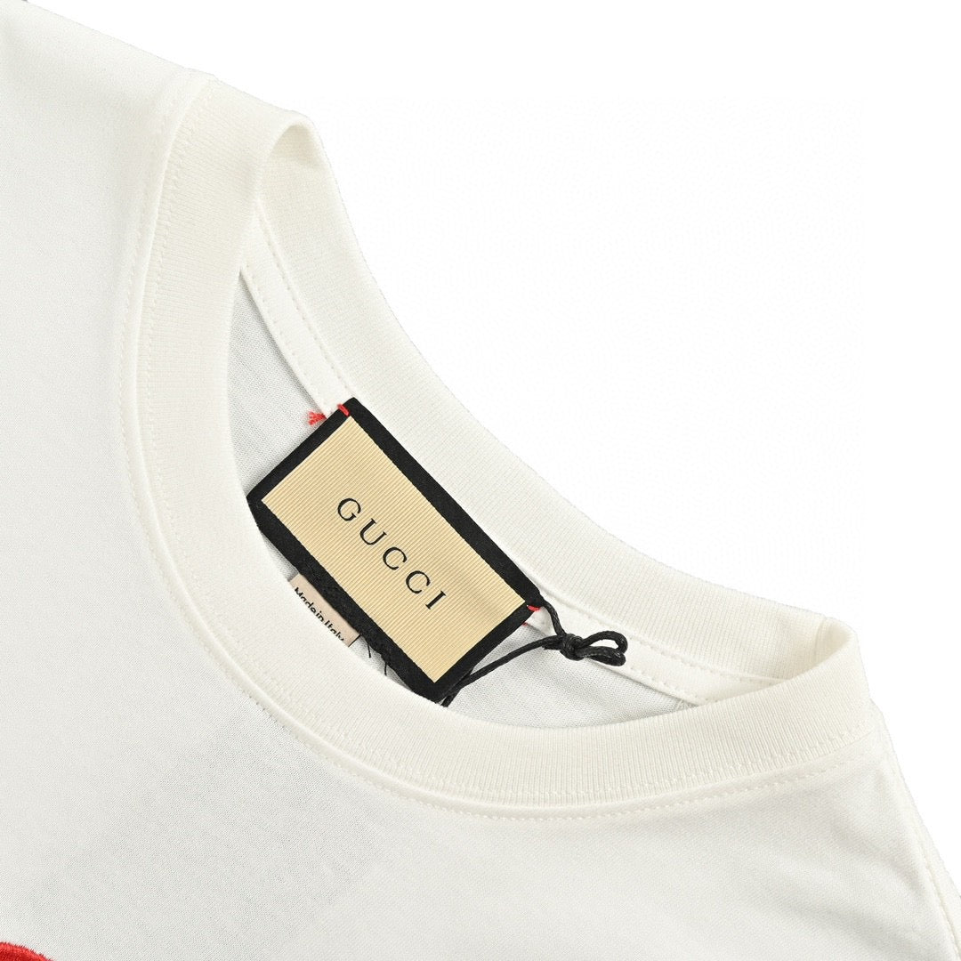 Gucci Cherry Graphic T-shirt (white) Unisex Streetwear Limited Edition - This white Gucci T-shirt showcases a playful and vibrant design with a cherry graphic and