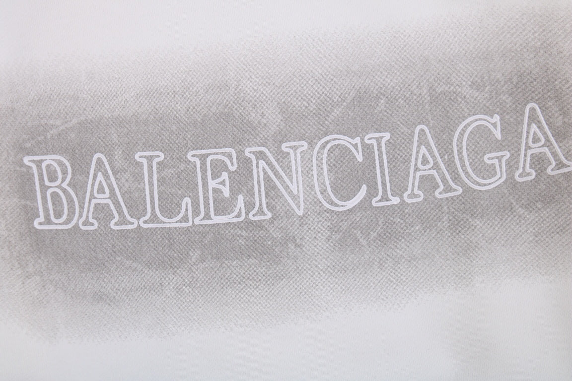 Balenciaga Sweatshirt - White Unisex Streetwear Limited Edition - White sweatshirt with gray gradient background and white Balenciaga logo on the chest. Comfortable and
