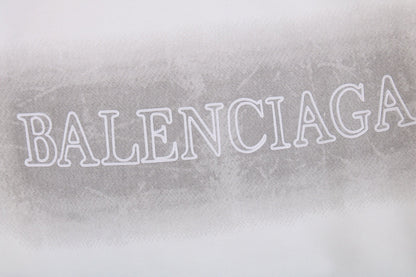 Balenciaga Sweatshirt - White Unisex Streetwear Limited Edition - White sweatshirt with gray gradient background and white Balenciaga logo on the chest. Comfortable and