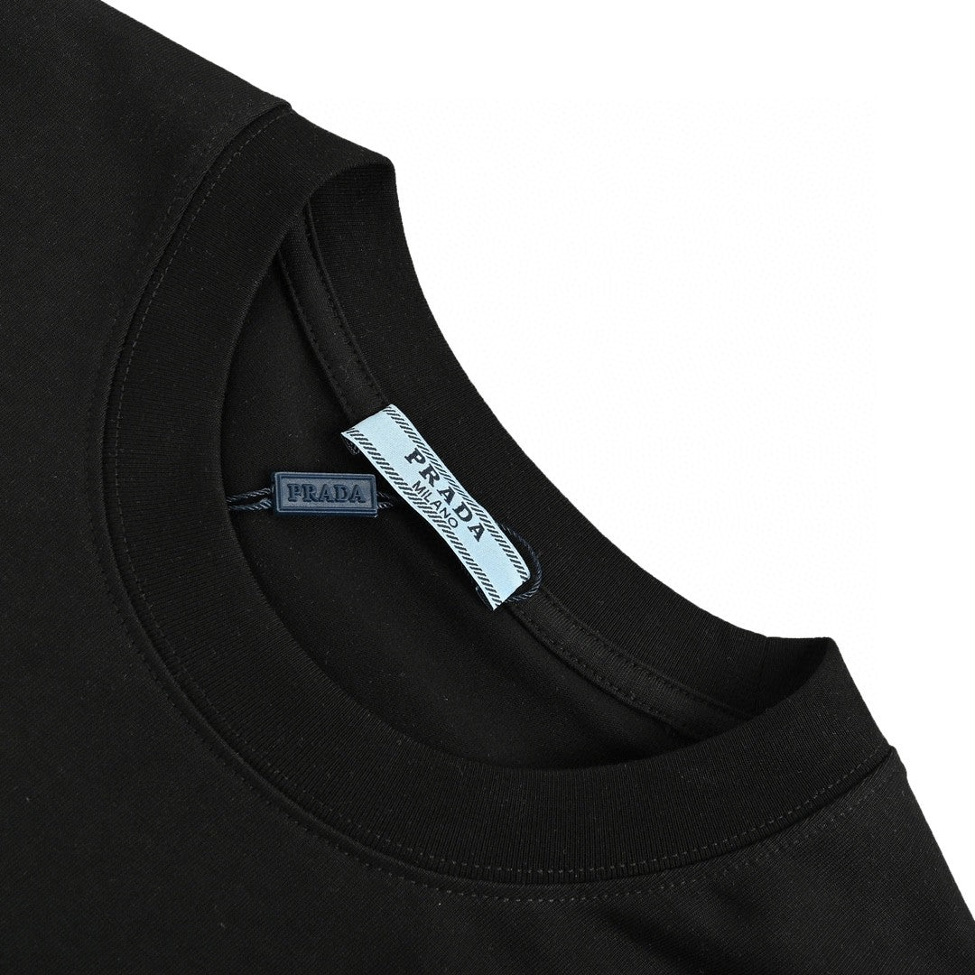 Prada Milano Emblem T-shirt - Black Unisex Streetwear Limited Edition - This Prada t-shirt features a classic design with the Prada Milano logo and a white