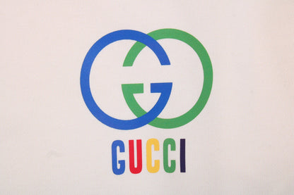 Gucci Interlocking G Sweatshirt - - Cream Unisex Streetwear Limited Edition - This cream-colored Gucci sweatshirt showcases the iconic interlocking G logo in a striking blue and