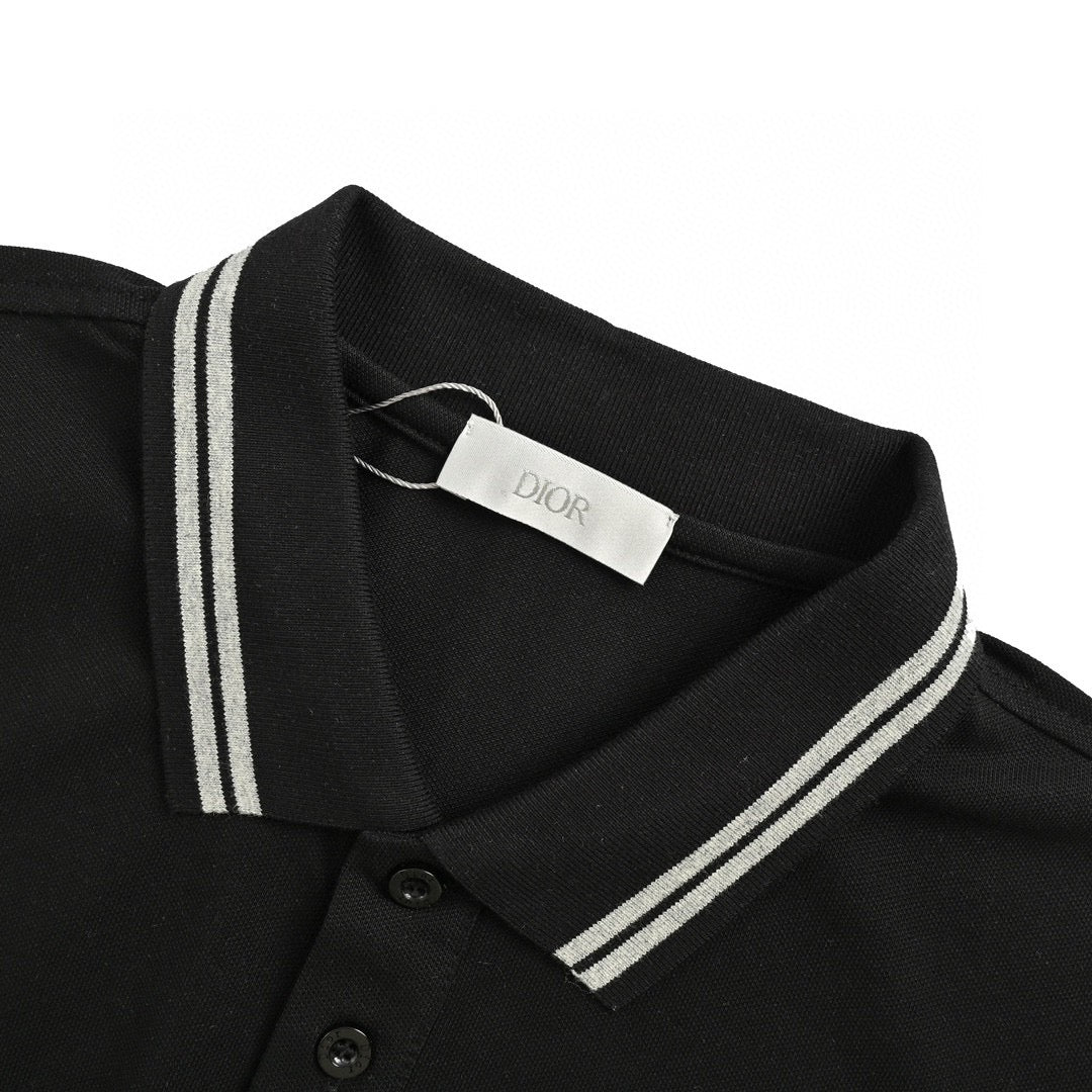 Dior Polo Shirt (black) Unisex Streetwear Limited Edition - This black Dior polo shirt combines timeless sophistication with contemporary flair. It features a Christian