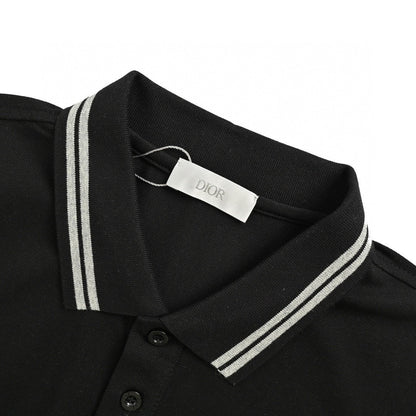 Dior Polo Shirt (black) Unisex Streetwear Limited Edition - This black Dior polo shirt combines timeless sophistication with contemporary flair. It features a Christian