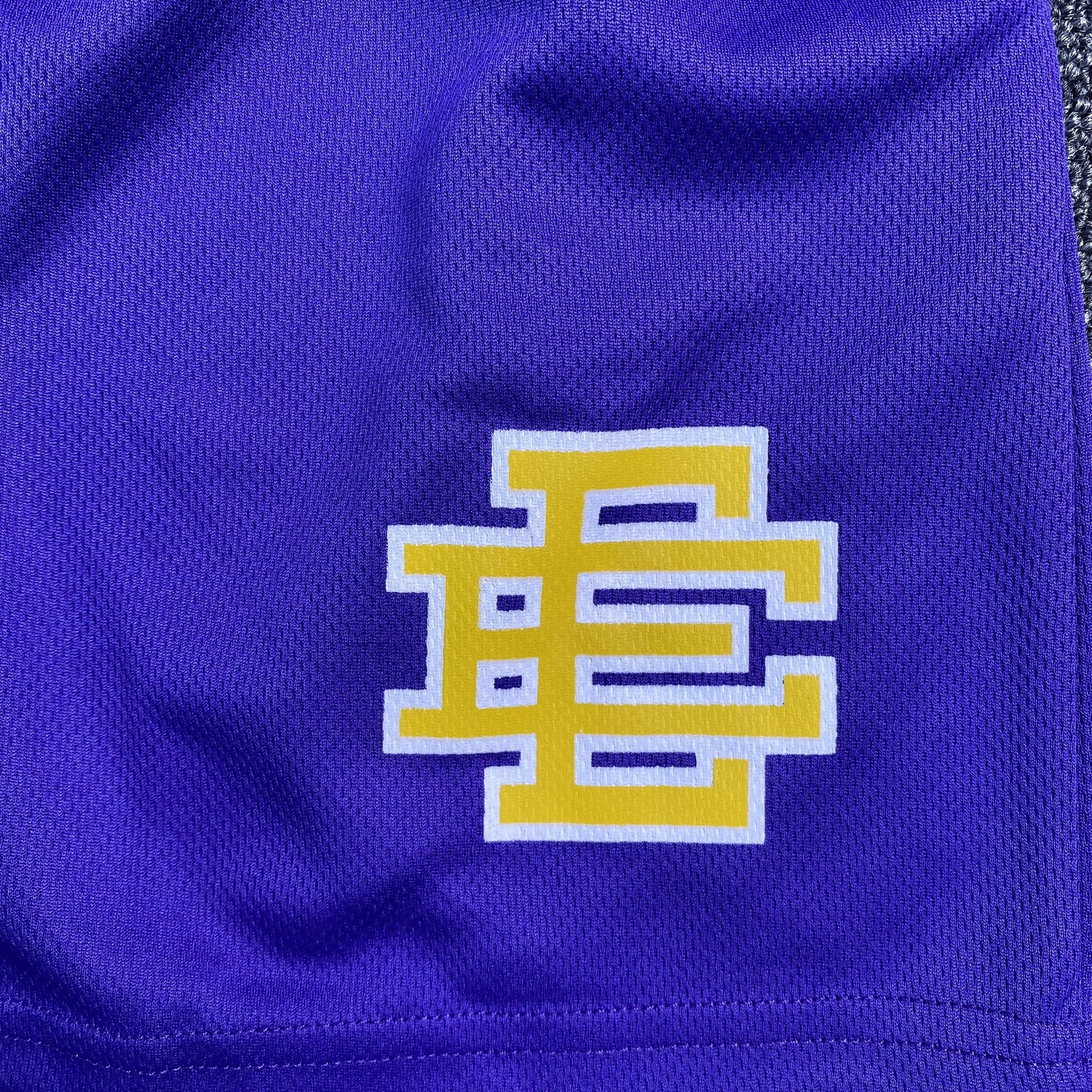 ERIC Emanuel Ee Basic Shorts Purple - - Yellow Unisex Streetwear Limited Edition - The ERIC EMANUEL EE BASIC SHORTS PURPLE/YELLOW - REPLICA bring bold streetwear aesthetics and premium