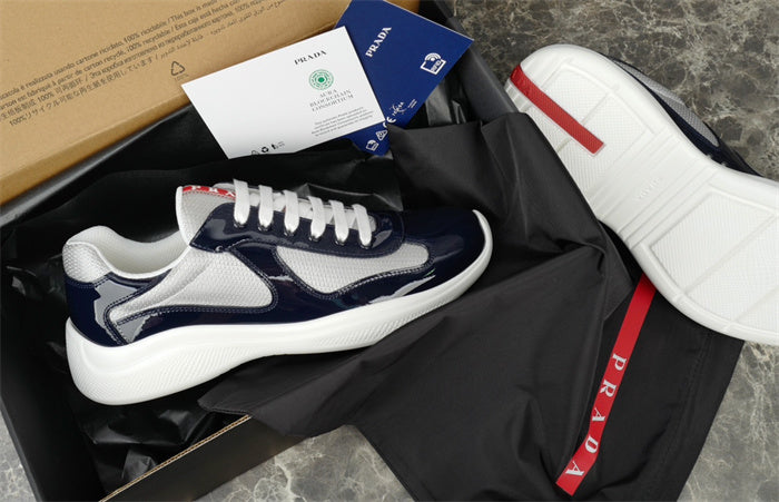 PRADA America's Cup Silver Sneakers - Navy Unisex Streetwear Limited Edition
