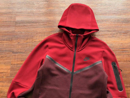 NIKE Tech Fleece Hoodie - Berry - Pomegranate - Red Unisex Streetwear Limited Edition - The NIKE TECH FLEECE HOODIE BERRY/POMEGRANATE - REPLICA is the perfect combination of modern sportswear