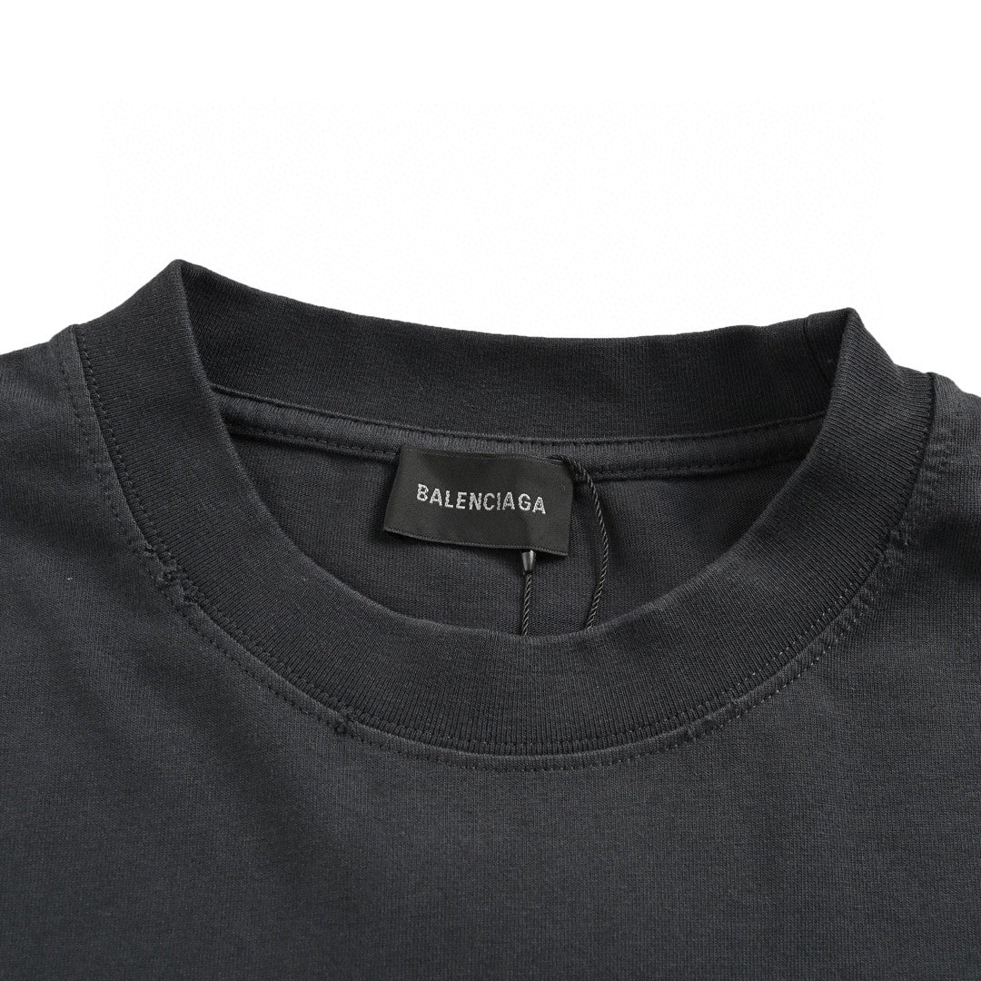 Balenciaga T-shirt - Berlin Graphic - Black Unisex Streetwear Limited Edition - <span>This Balenciaga t-shirt features a minimalist design with the text 'Balenciaga' inside a green rectangular