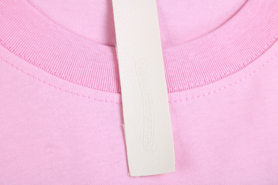 CHROME Hearts Horse Shoe Logo T-shirt - Pink Unisex Streetwear Limited Edition - The CHROME HEARTS HORSE SHOE LOGO T-SHIRT PINK - REPLICA delivers bold luxury streetwear aesthetics