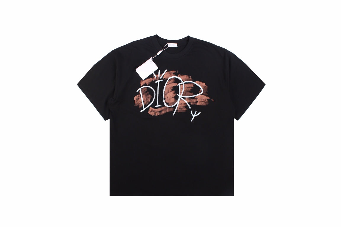 Dior T-shirt With Artistic Logo Design - Black Unisex Streetwear Limited Edition - <p dir='ltr'><span>This Dior t-shirt features an artistic logo design. It is black with white