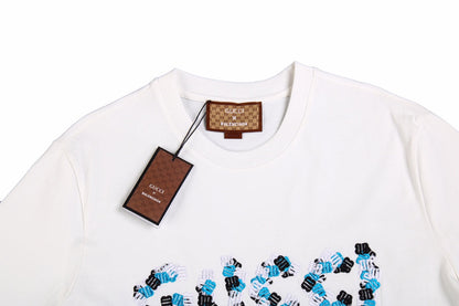 GUCCI - Balenciaga Flower Logo T-shirt - White Unisex Streetwear Limited Edition - The GUCCI x BALENCIAGA FLOWER LOGO T-SHIRT WHITE - REPLICA is a perfect blend of