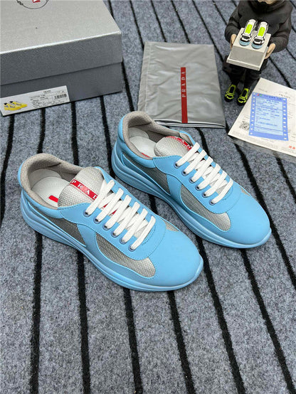 PRADA America's Cup Soft Rubber Light Silver Sneakers - Blue Unisex Streetwear Limited Edition