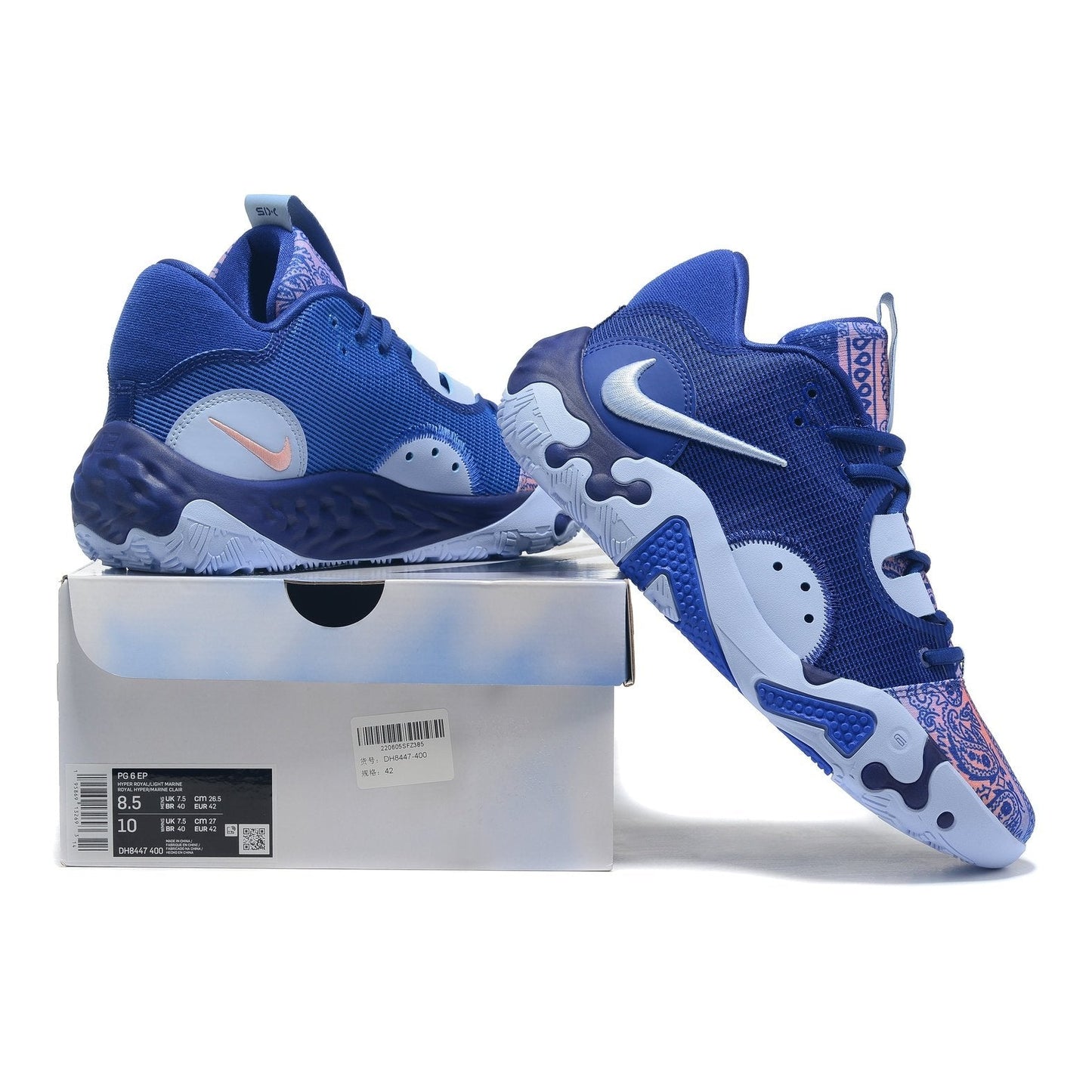 NIKE Pg 6 - Paisley Shoes - Blue Unisex Streetwear Limited Edition - Introducing the Nike PG 6 x Blue Paisley, a captivating blend of style and performance