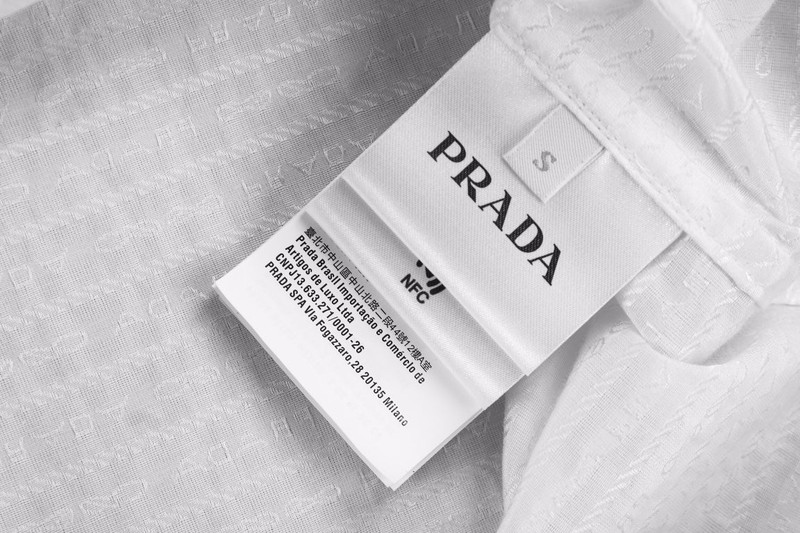 Prada Short-sleeve Button-up Shirt - White Unisex Streetwear Limited Edition